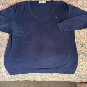 Woman's Vineyard Vines Navy Blue V-Neck Sweater/XL